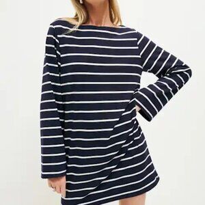 Reformation Junia Knit Dress Navy And White Stripe - Size S